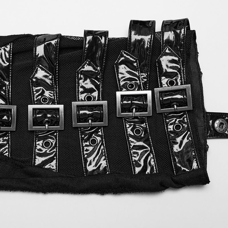 WS-622JTF Gothic Mesh Buckle Over-the-Knee Punk Accessories Leg Warmers?-??Punk Rave Clothing
