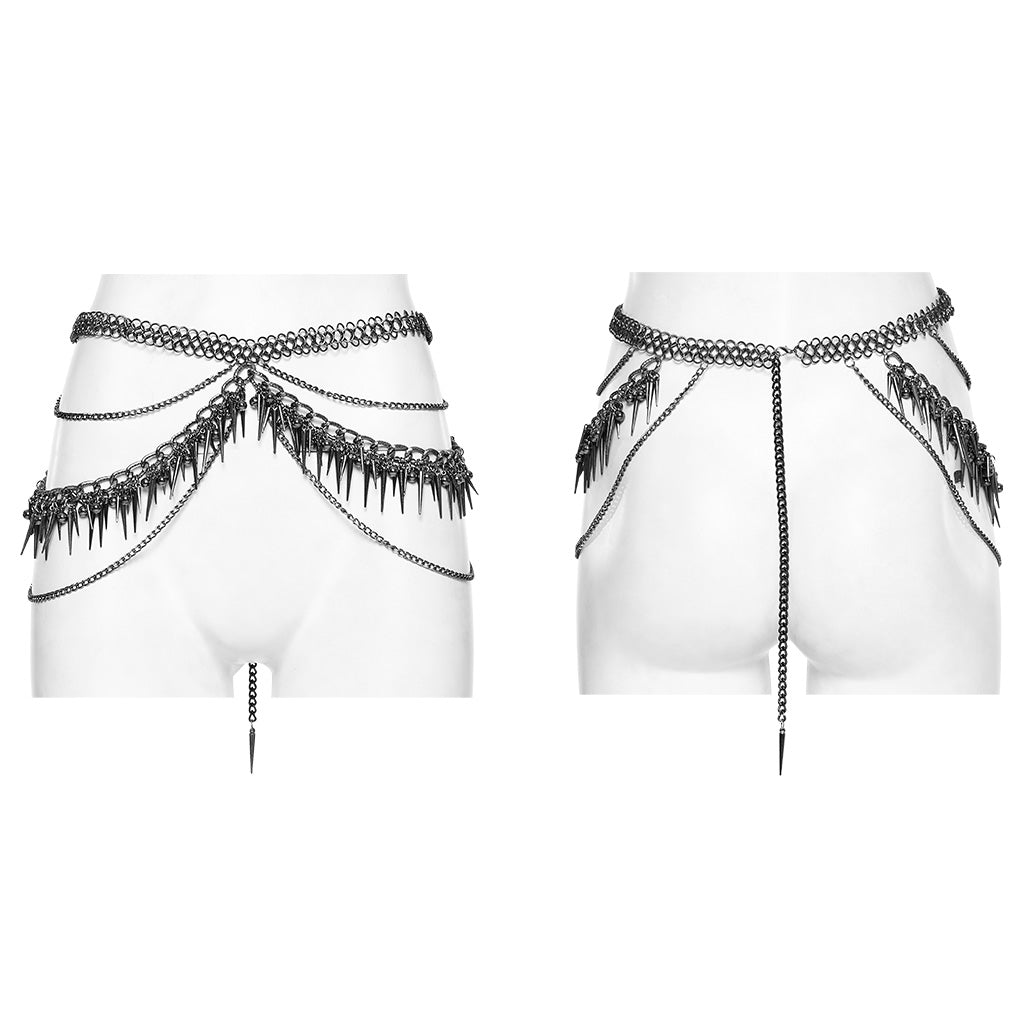 WS-623YDF Edgy Spiked Chain Belt Punk Accessories Waist Harness?-??Punk Rave Clothing