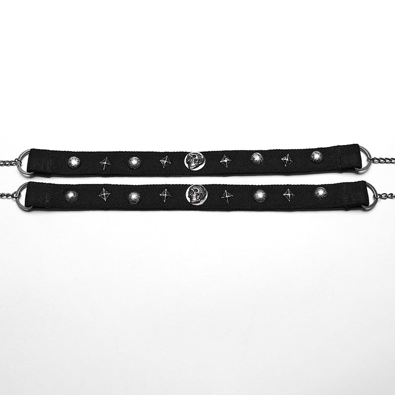 WS-625LH Gothic Skull Rivet Choker Punk Accessories Statement Necklace?-??Punk Rave Clothing