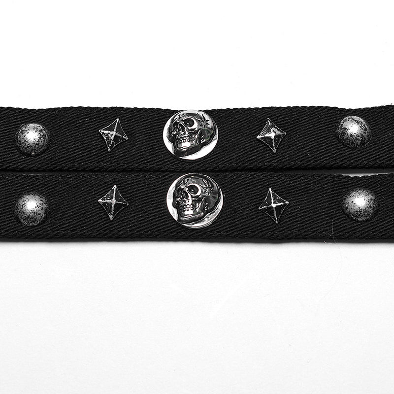 WS-625LH Gothic Skull Rivet Choker Punk Accessories Statement Necklace?-??Punk Rave Clothing