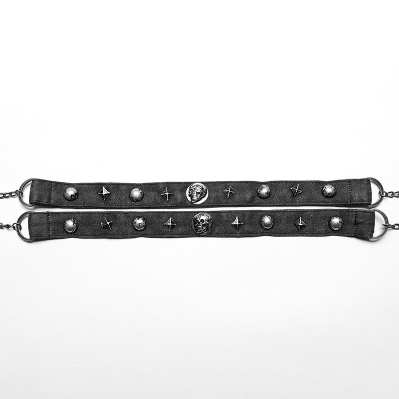 WS-625LH Gothic Skull Rivet Choker Punk Accessories Statement Necklace?-??Punk Rave Clothing