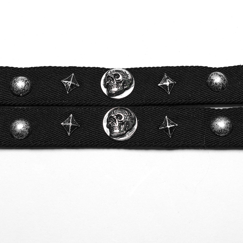 WS-625LH Gothic Skull Rivet Choker Punk Accessories Statement Necklace?-??Punk Rave Clothing