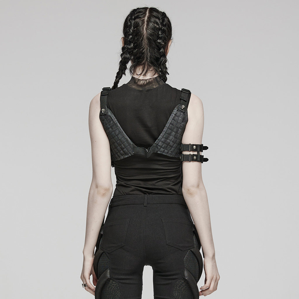 WS-626BD Stealthy Gothic Tactical Vest Punk Accessories Adjustable black Harness?-??Punk Rave Clothing