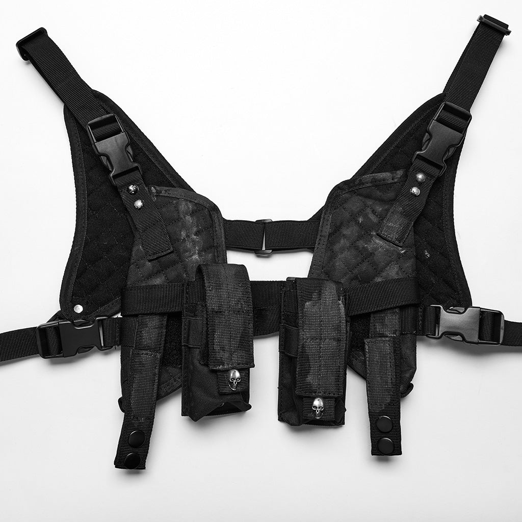 WS-626BD Stealthy Gothic Tactical Vest Punk Accessories Adjustable black Harness?-??Punk Rave Clothing