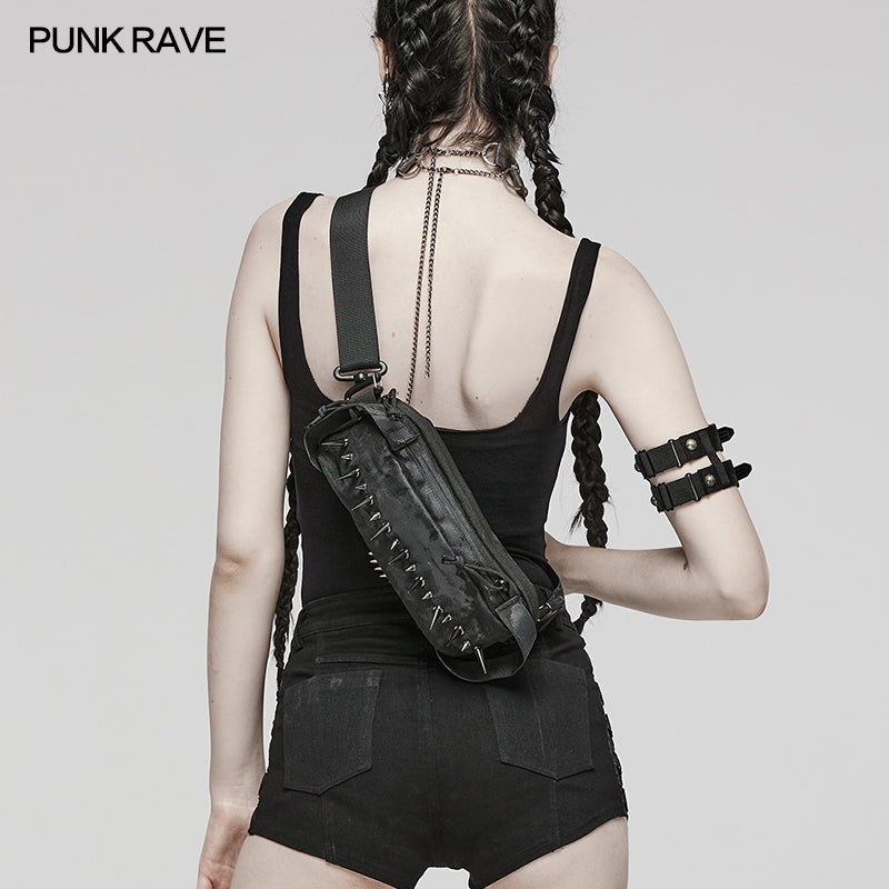 WS-627BB Edgy Black One-Shoulder Spiked Bag Punk Accessories