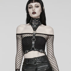 WS-628LHF Gothic Punk Choker Harness with Adjustable Belt Straps