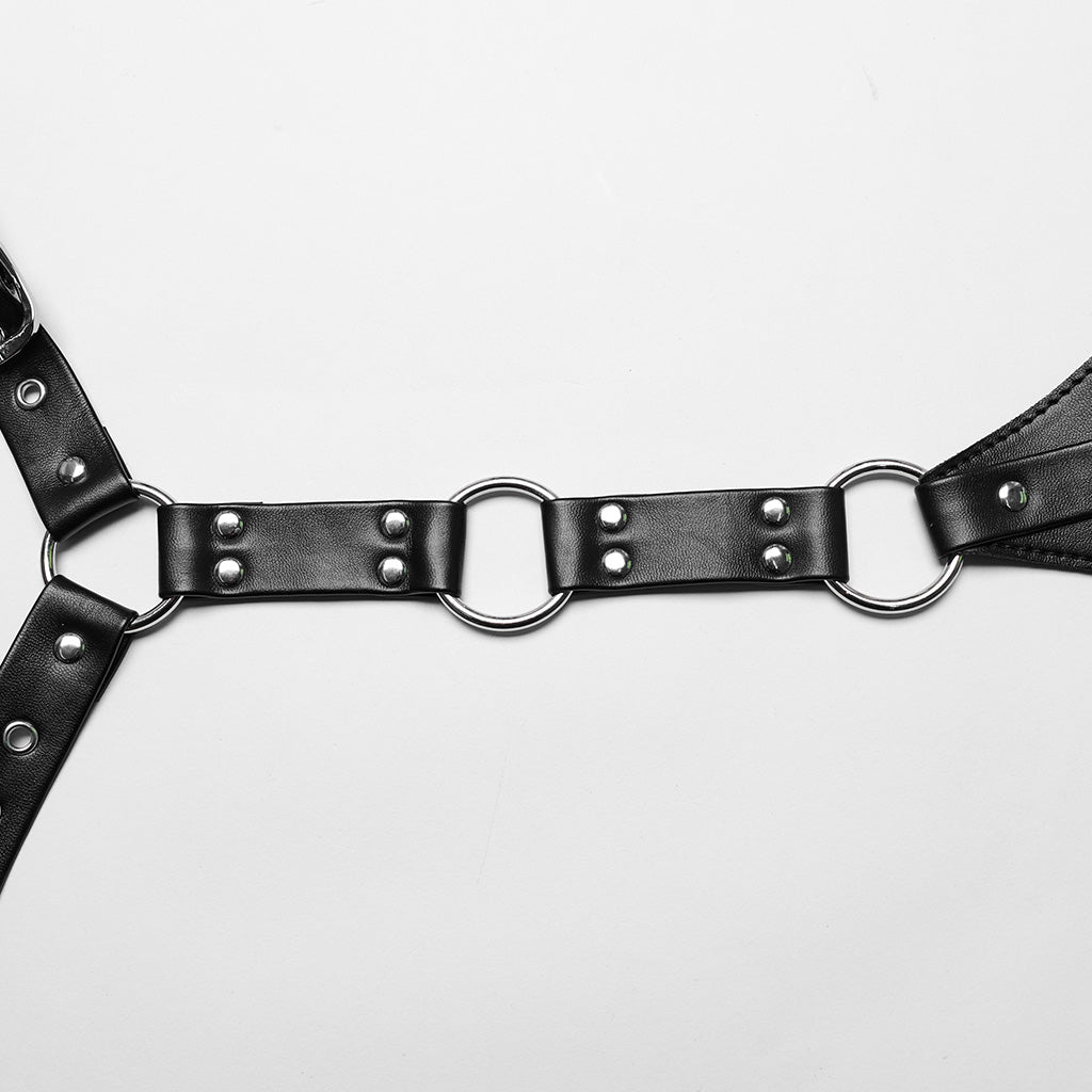 WS-628LHF Gothic Punk Choker Harness with Adjustable Belt Straps