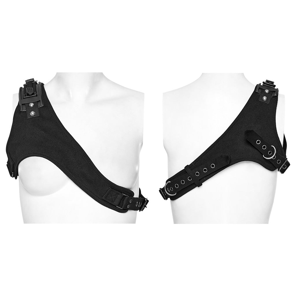 WS-629BDF Riveted Asymmetrical black Punk Shoulder Harness Accessory