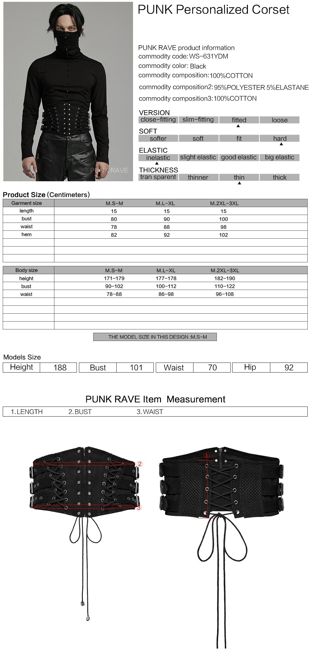 WS-631YDM Gothic Lace-Up Punk Corset Waist Cincher Belt?-??Punk Rave Clothing