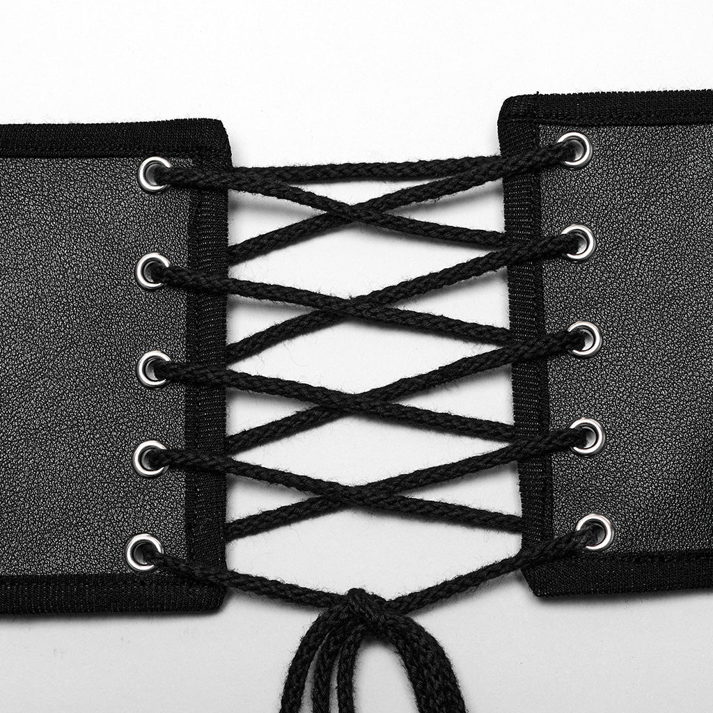 WS-635YDM Punk Rave Punk Corset Spiked Leather Waist Cincher with Red Buckle Straps?-??Punk Rave Clothing
