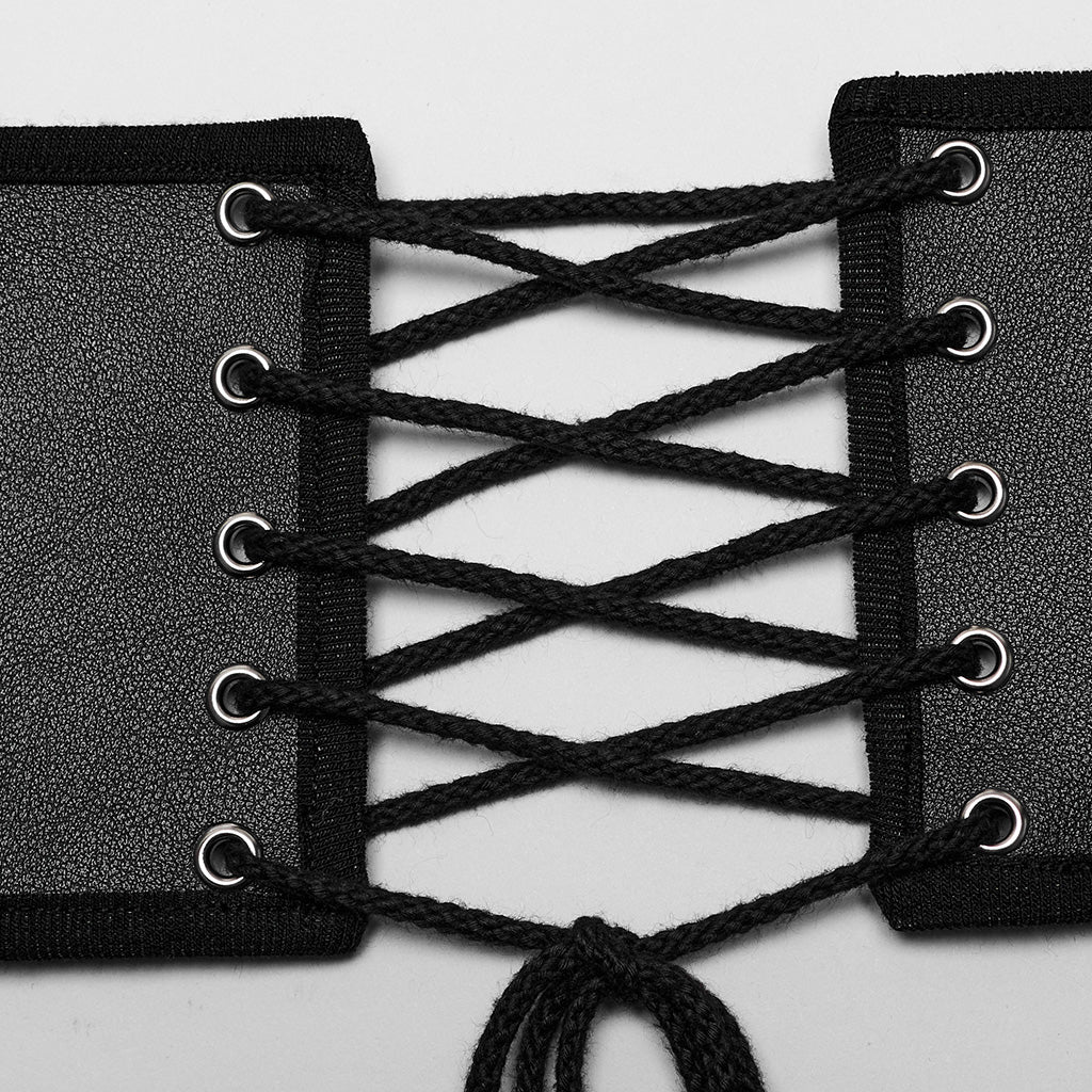 WS-635YDM Punk Rave Punk Corset Spiked Leather Waist Cincher with Red Buckle Straps?-??Punk Rave Clothing