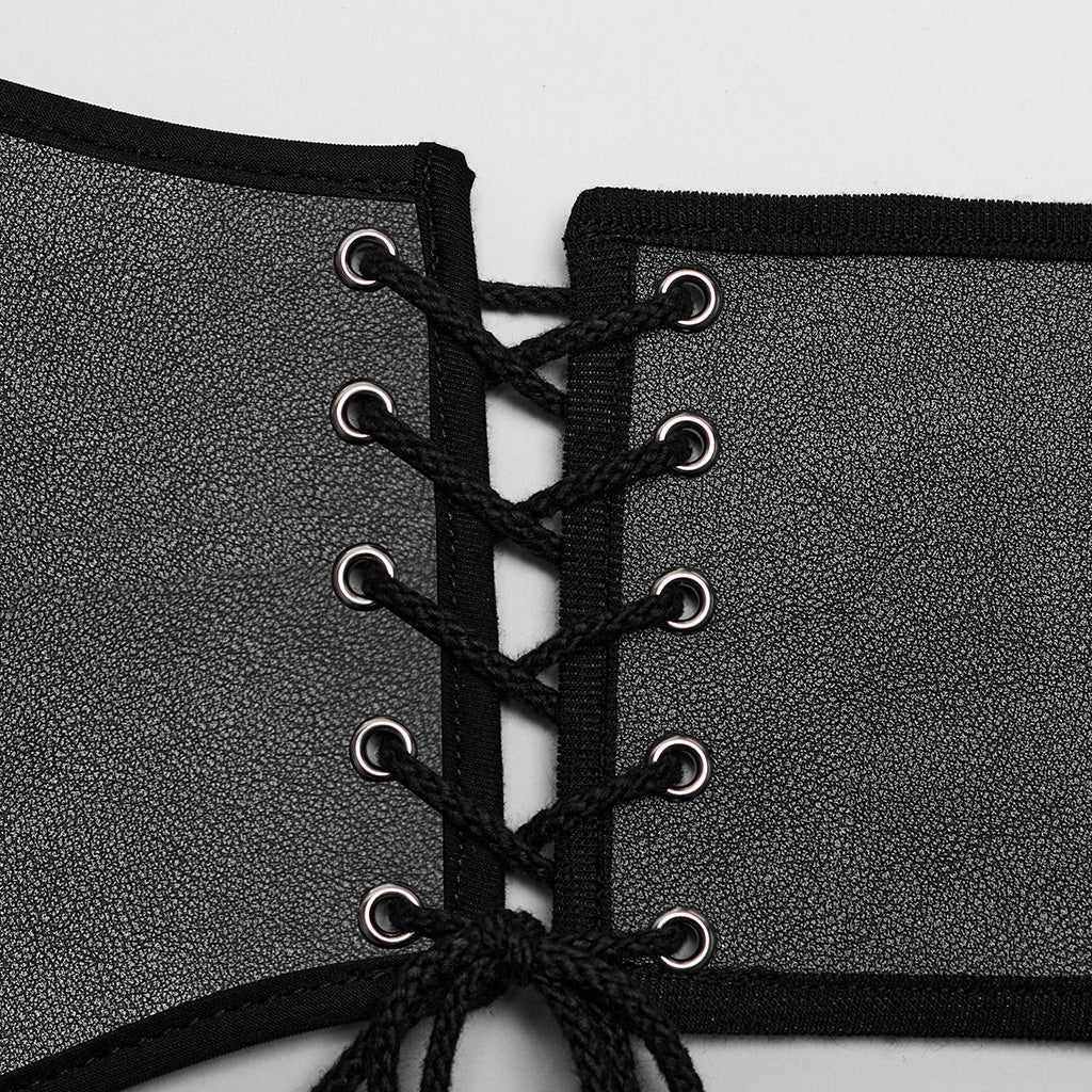 WS-635YDM Punk Rave Punk Corset Spiked Leather Waist Cincher with Red Buckle Straps?-??Punk Rave Clothing