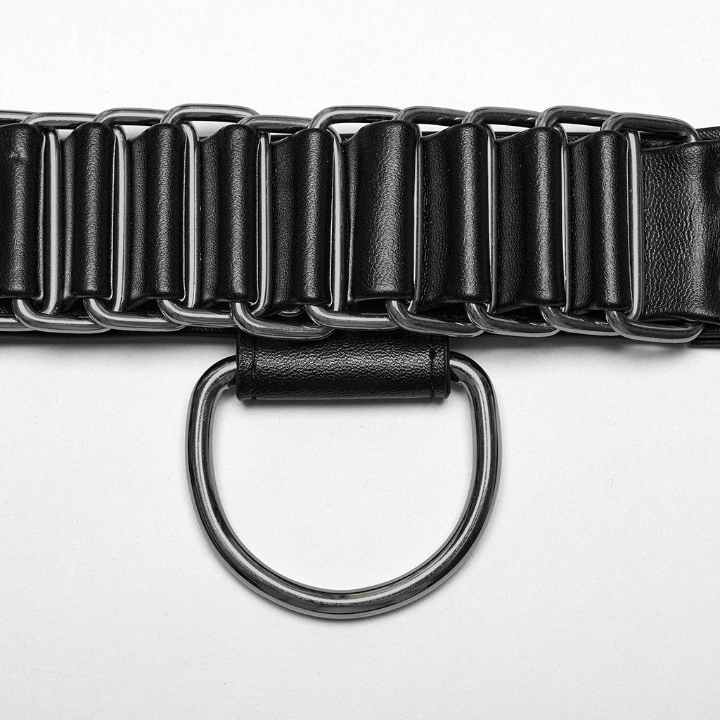 WS-637BDM Steampunk Leather Chest Harness with Metal Ring Details?-??Punk Rave Clothing