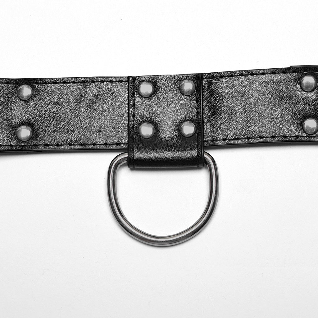 WS-637BDM Steampunk Leather Chest Harness with Metal Ring Details