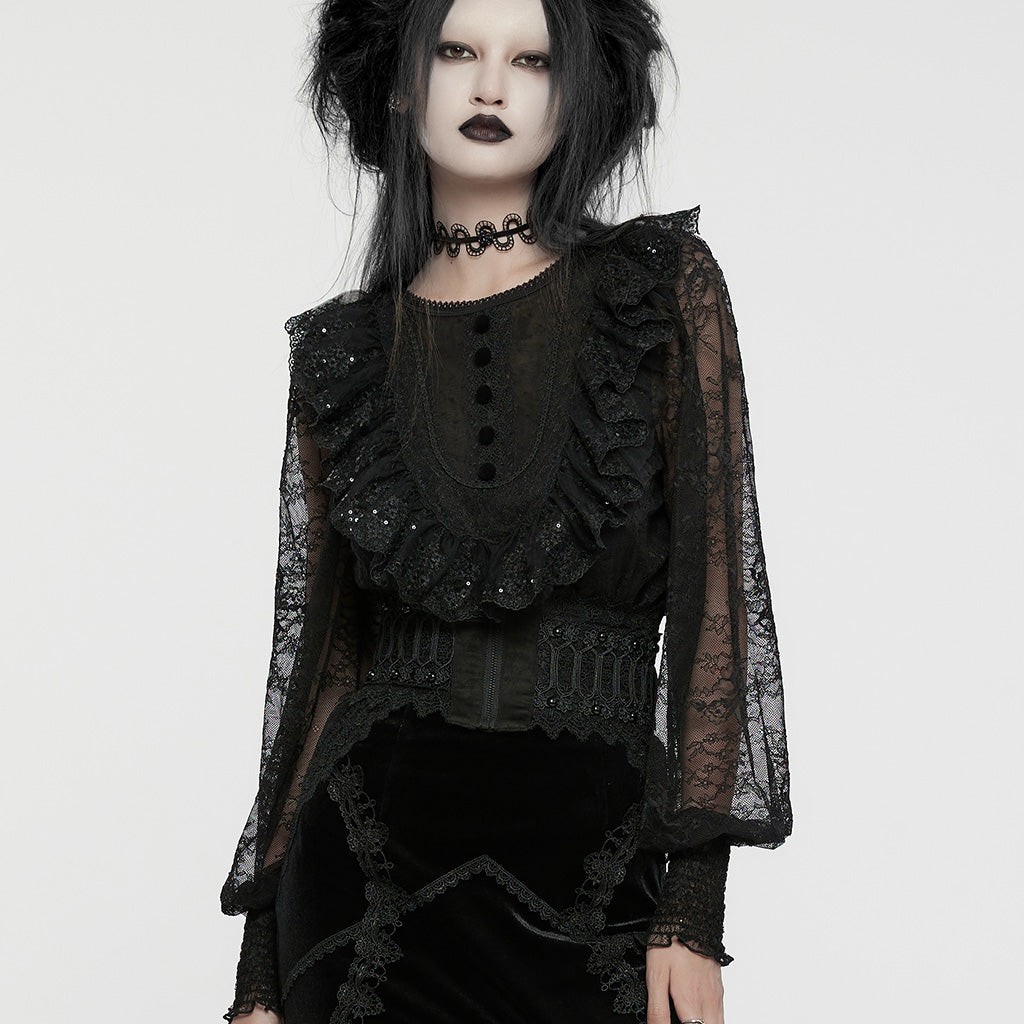 WS-639YDF Gothic Corset Lace Hollow Design Slim-Fit Black Waist Cincher?-??Punk Rave Clothing