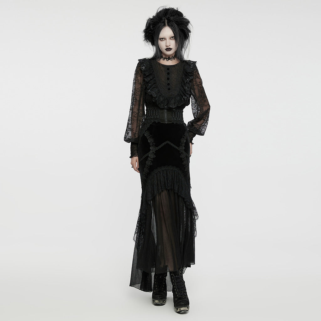 WS-639YDF Gothic Corset Lace Hollow Design Slim-Fit Black Waist Cincher?-??Punk Rave Clothing