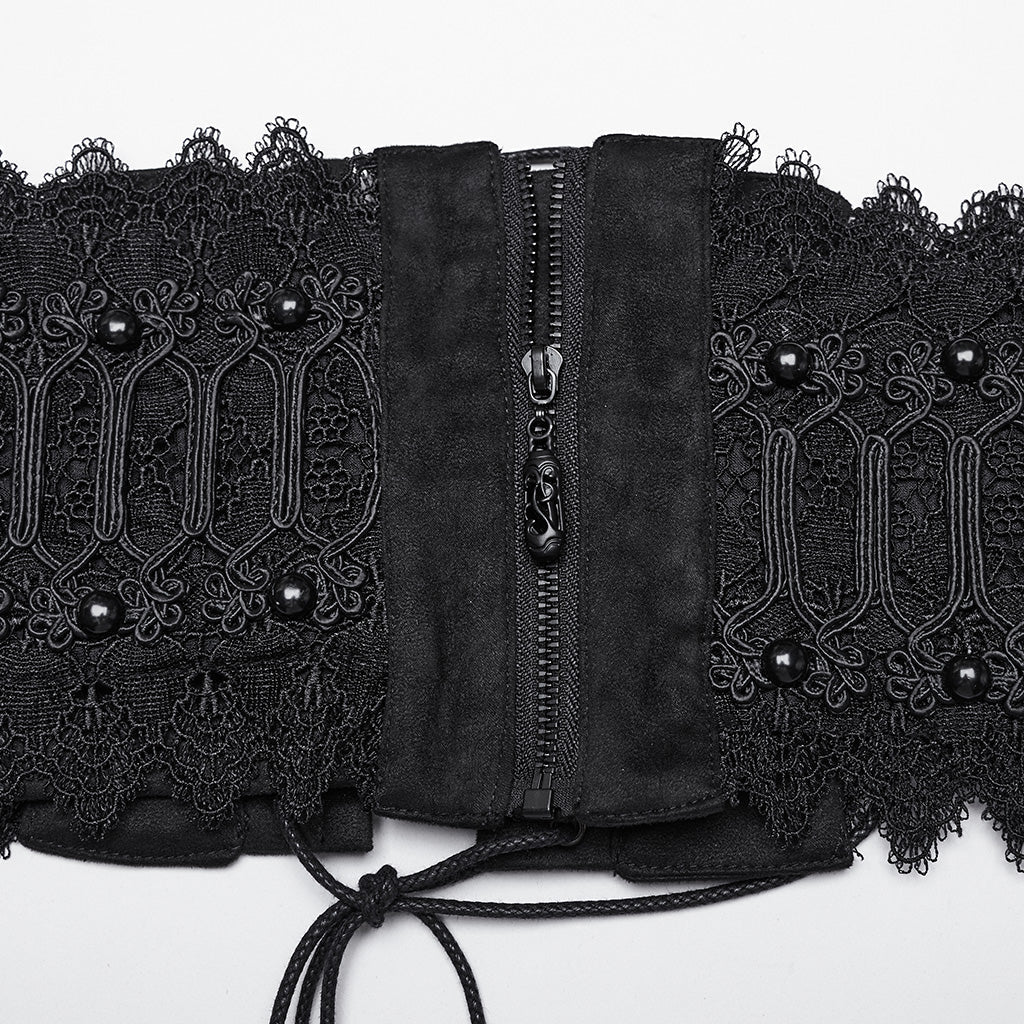 WS-639YDF Gothic Corset Lace Hollow Design Slim-Fit Black Waist Cincher?-??Punk Rave Clothing