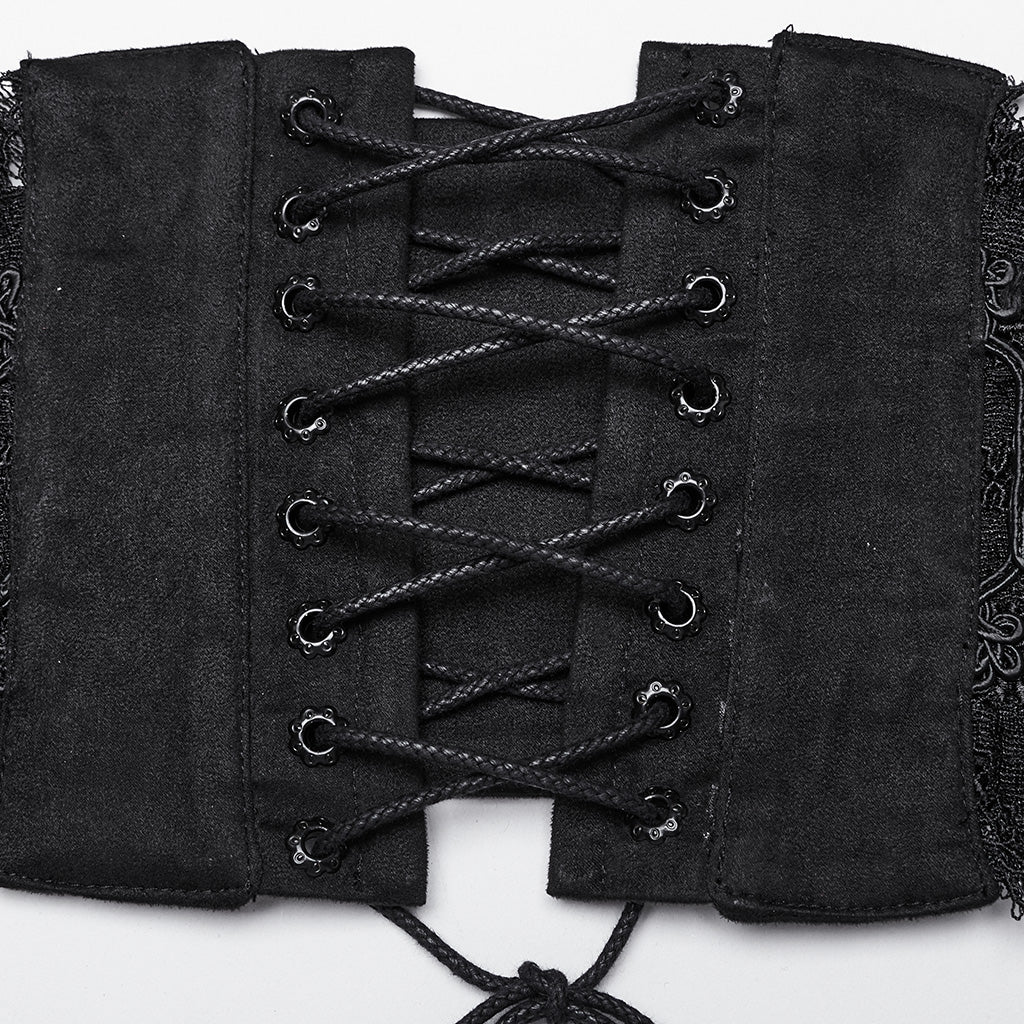 WS-639YDF Gothic Corset Lace Hollow Design Slim-Fit Black Waist Cincher?-??Punk Rave Clothing