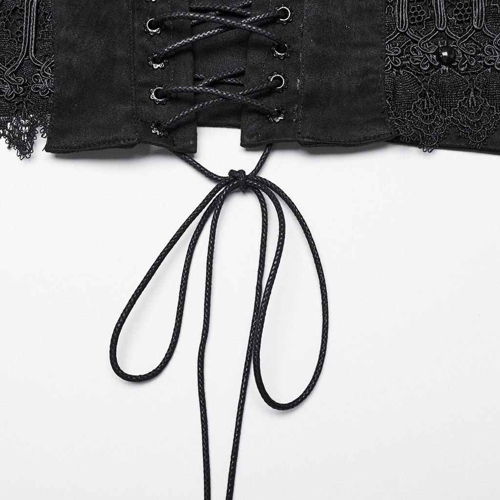 WS-639YDF Gothic Corset Lace Hollow Design Slim-Fit Black Waist Cincher?-??Punk Rave Clothing