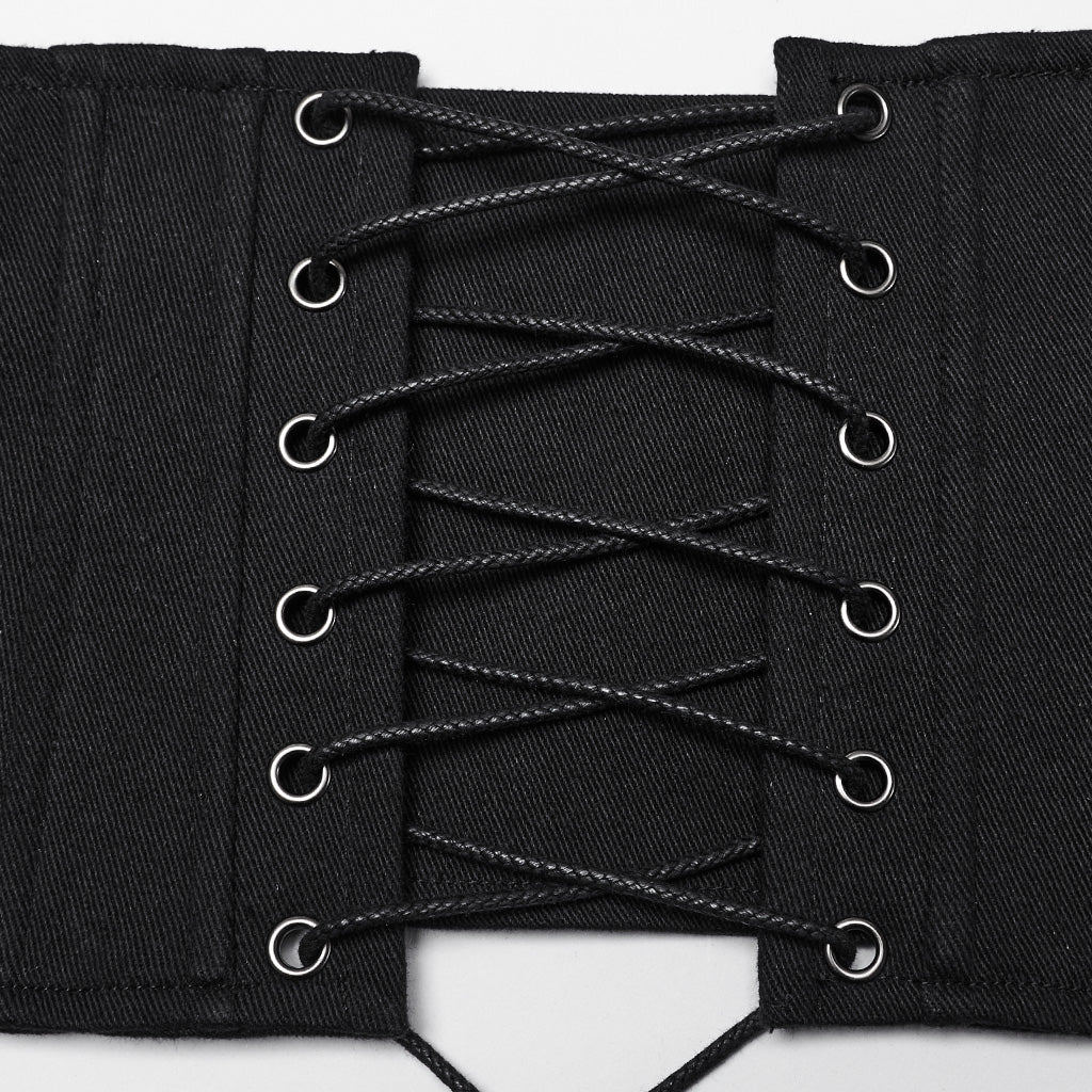 WS-656YDF Gothic Punk Corset Belt with Buckles and Lacing?-??Punk Rave Clothing