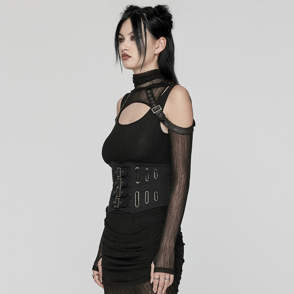 WS-656YDF Gothic Punk Corset Belt with Buckles and Lacing?-??Punk Rave Clothing