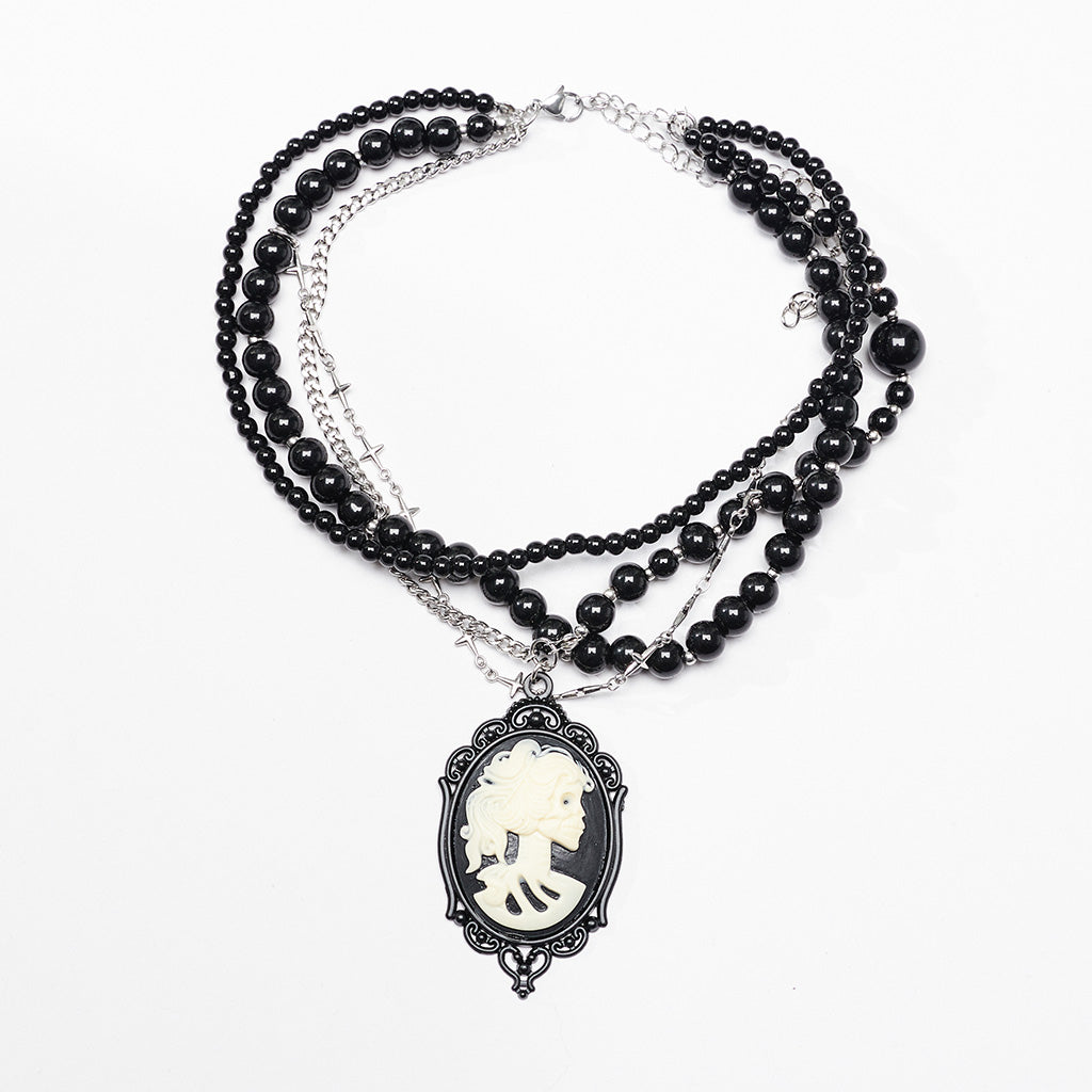 WS-658LHF Vintage Gothic Multi-Layer Cross Bead Necklace?-??Punk Rave Clothing