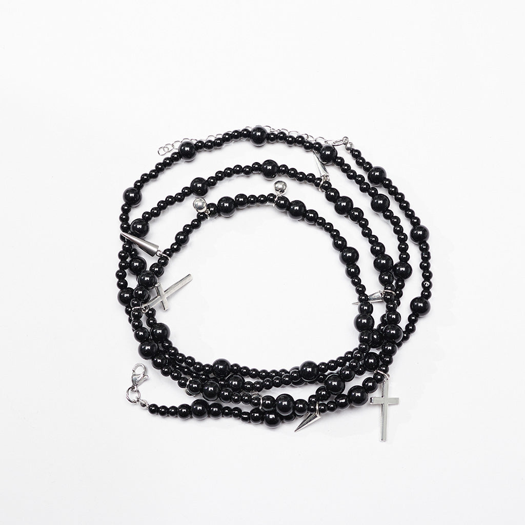 WS-658LHF Vintage Gothic Multi-Layer Cross Bead Necklace?-??Punk Rave Clothing