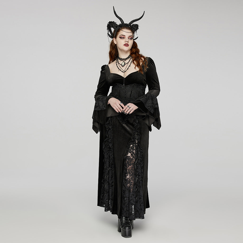 WS-661FSF Gothic Accessories Demon Horn Headdress with Lace and Chains?-??Punk Rave Clothing