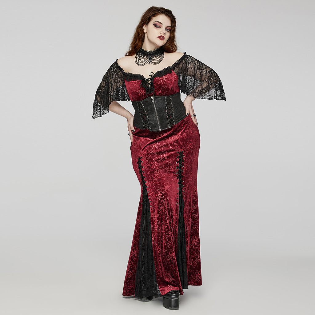 WS-668LHF Gothic Lace Choker Necklace Black Lace Chains Victorian Rose?-??Punk Rave Clothing