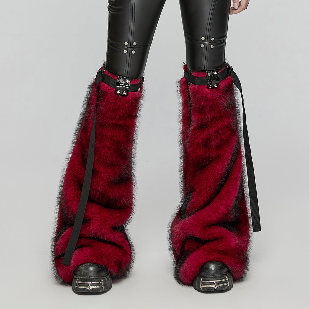WS-672JTF Faux Fur Strapped Leg Warmers Punk Accessories Deluxe?-??Punk Rave Clothing