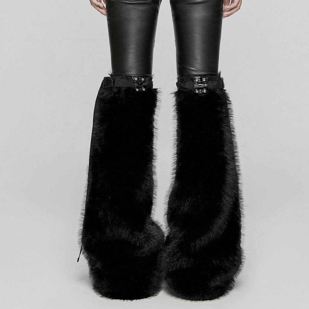 WS-672JTF Faux Fur Strapped Leg Warmers Punk Accessories Deluxe?-??Punk Rave Clothing