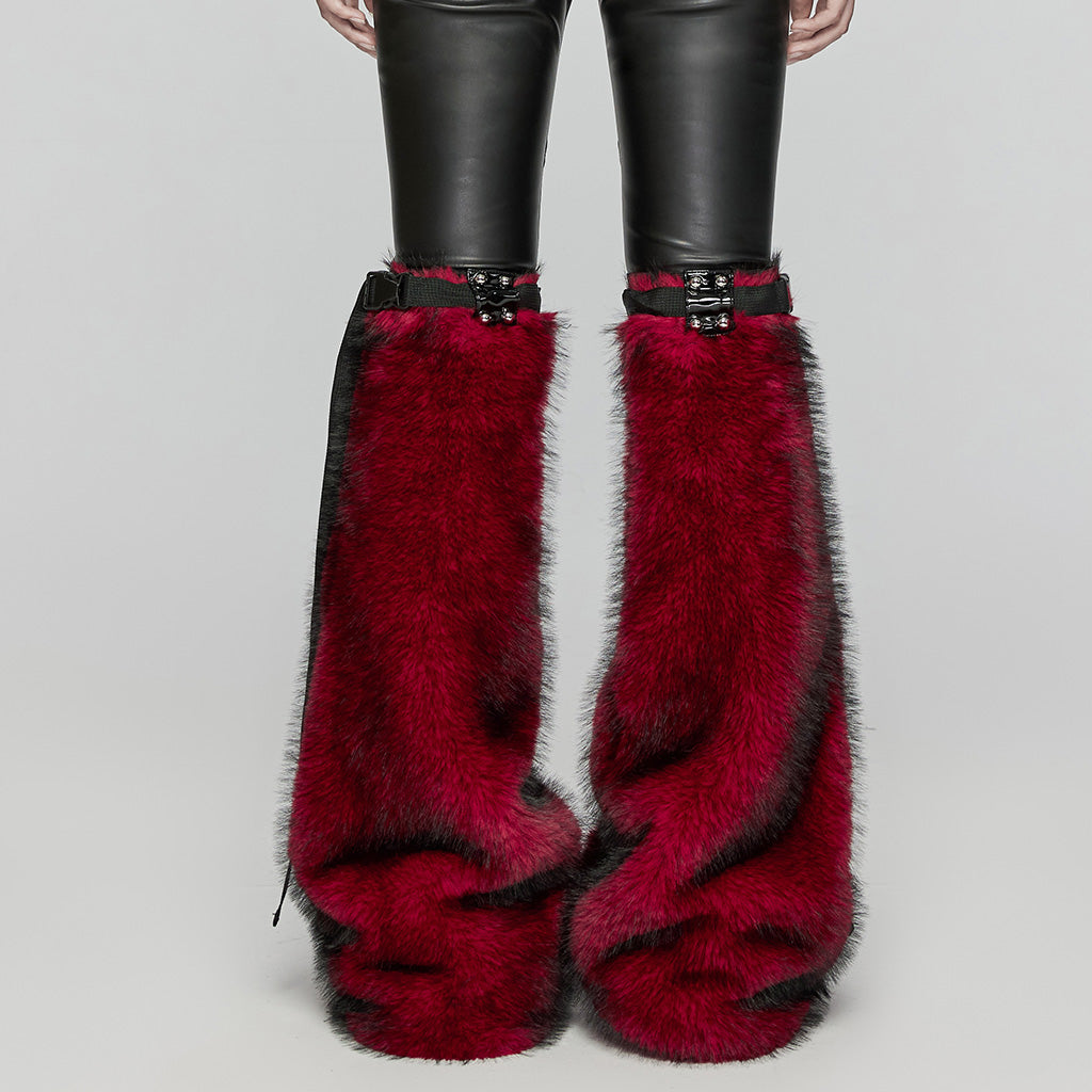 WS-672JTF Faux Fur Strapped Leg Warmers Punk Accessories Deluxe?-??Punk Rave Clothing