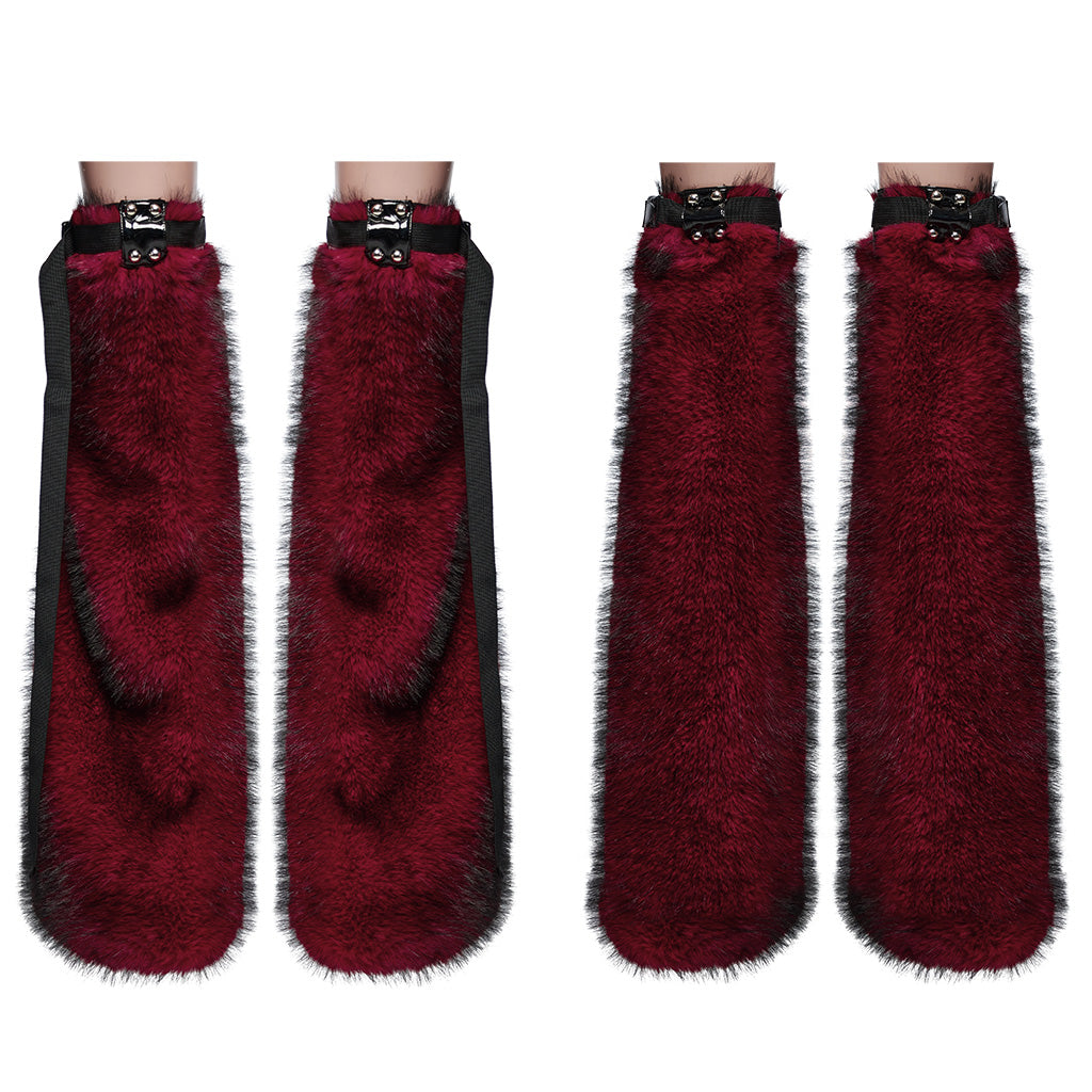 WS-672JTF Faux Fur Strapped Leg Warmers Punk Accessories Deluxe?-??Punk Rave Clothing