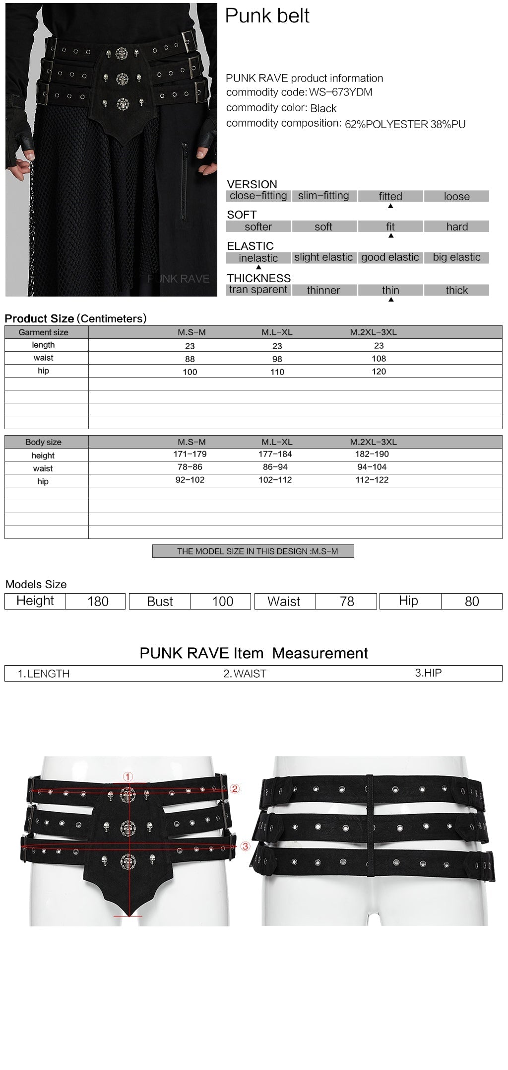 WS-673YDM Gothic Studded Multi-Strap Belt Punk Accessories?-??Punk Rave Clothing