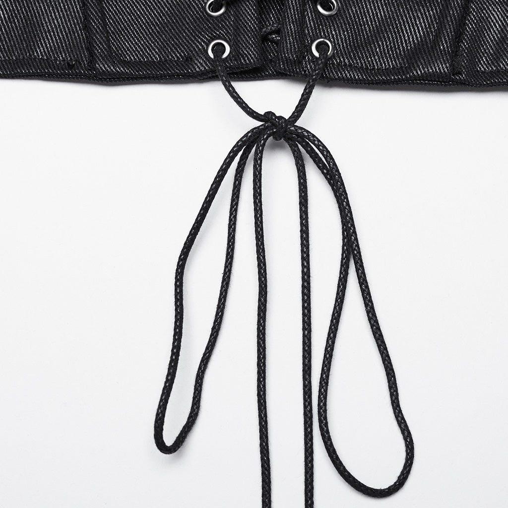 WS-674YDF Edgy Cyberpunk Corset with Lace-Up and Rivet Detailing?-??Punk Rave Clothing