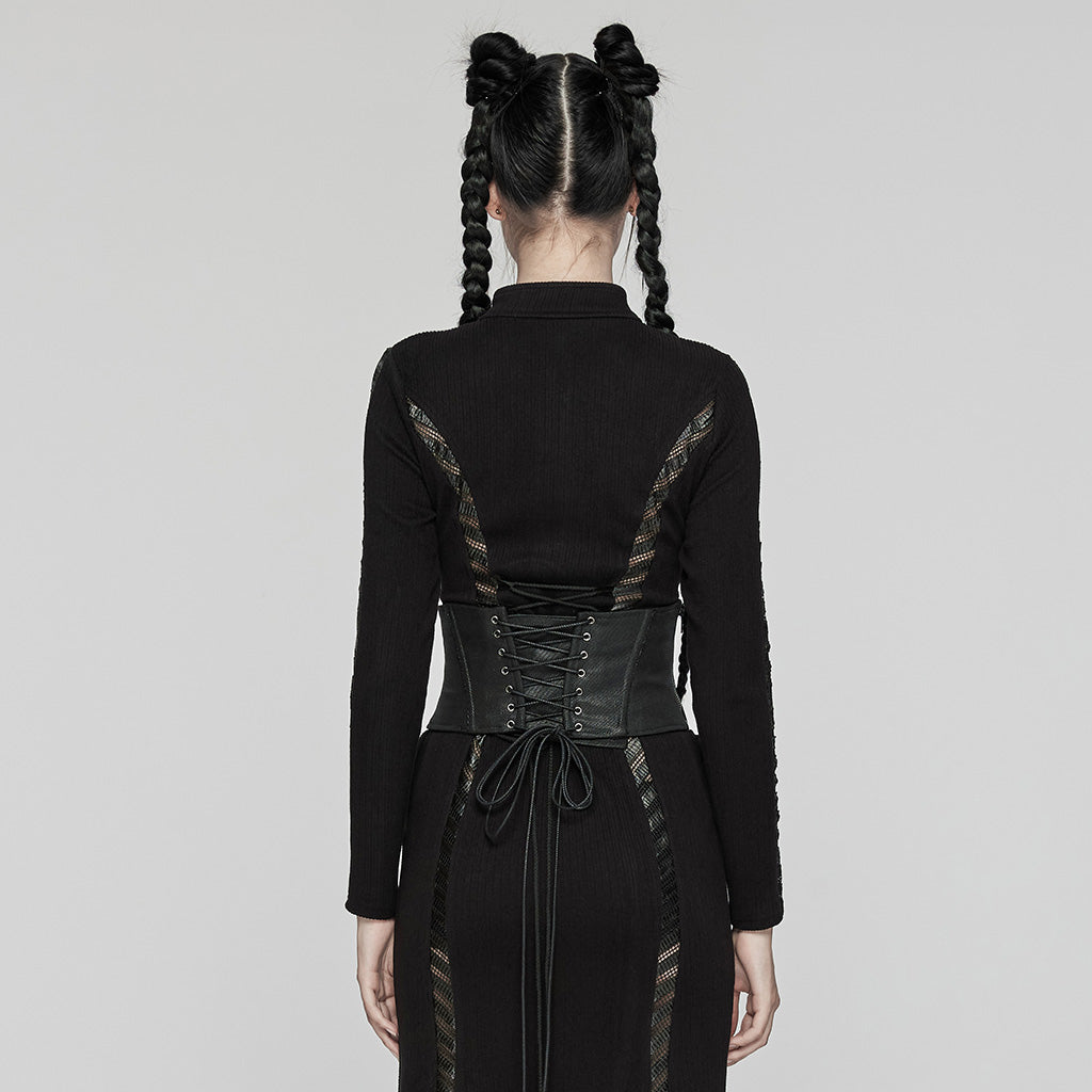WS-674YDF Edgy Cyberpunk Corset with Lace-Up and Rivet Detailing?-??Punk Rave Clothing