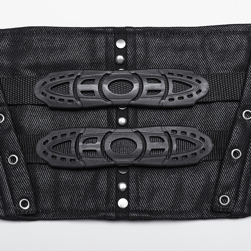 WS-674YDF Edgy Cyberpunk Corset with Lace-Up and Rivet Detailing?-??Punk Rave Clothing