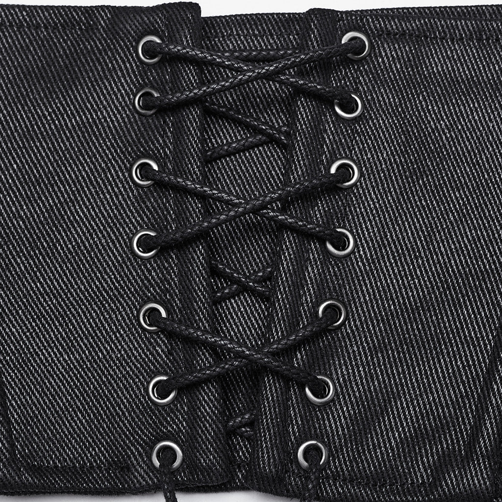 WS-674YDF Edgy Cyberpunk Corset with Lace-Up and Rivet Detailing?-??Punk Rave Clothing