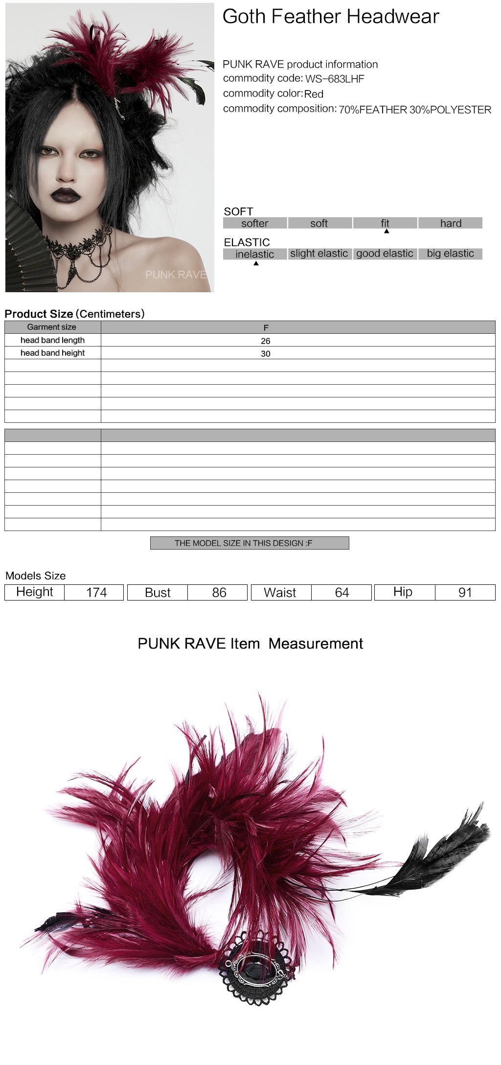 WS-683LHF Gothic Feather Fascinator Headpiece with Mystic Eye Gemstone?-??Punk Rave Clothing