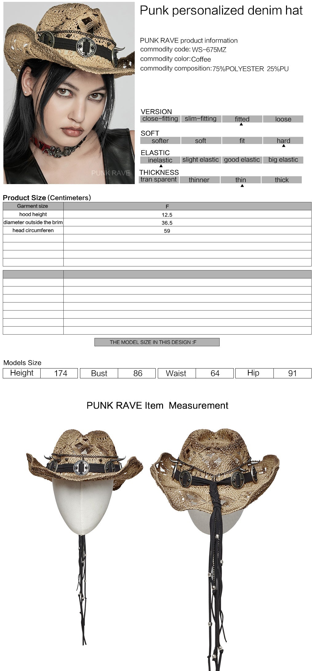 WS-675MZ Intricate Black Mesh Punk Rocker Hat?-??Punk Rave Clothing
