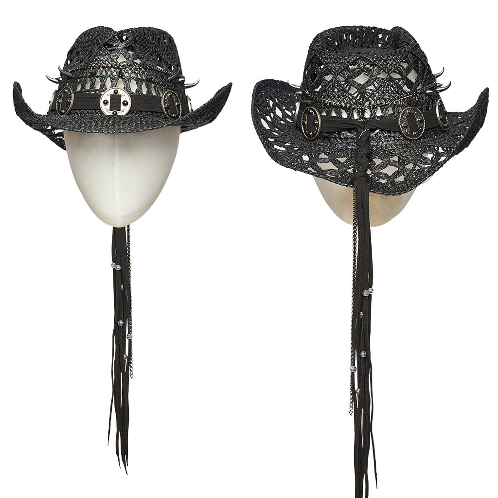 WS-675MZ Intricate Black Mesh Punk Rocker Hat?-??Punk Rave Clothing