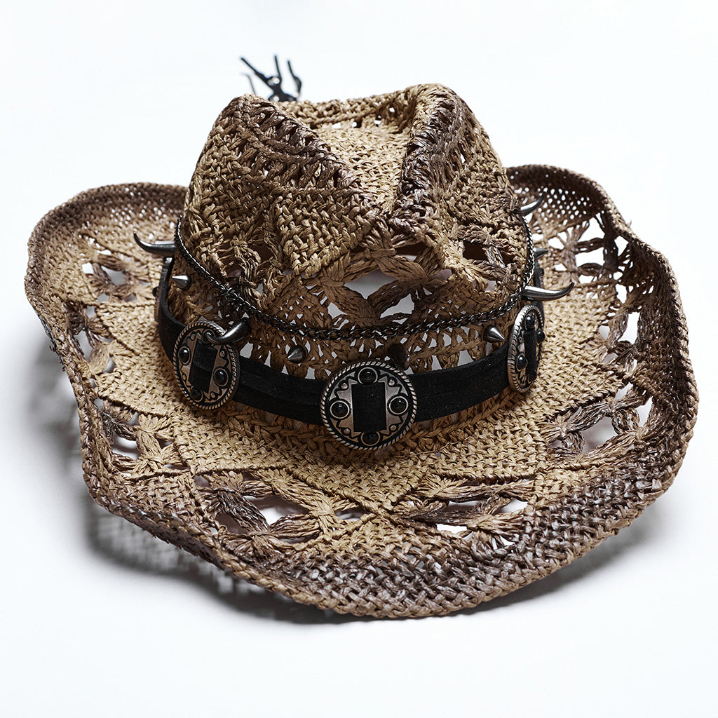 WS-675MZ Intricate Black Mesh Punk Rocker Hat?-??Punk Rave Clothing
