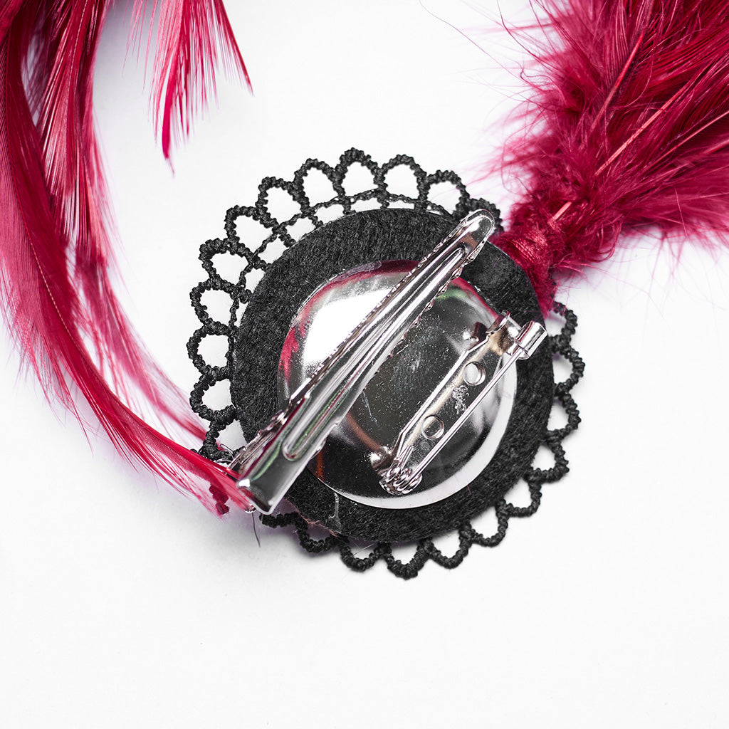 WS-683LHF Gothic Feather Fascinator Headpiece with Mystic Eye Gemstone?-??Punk Rave Clothing