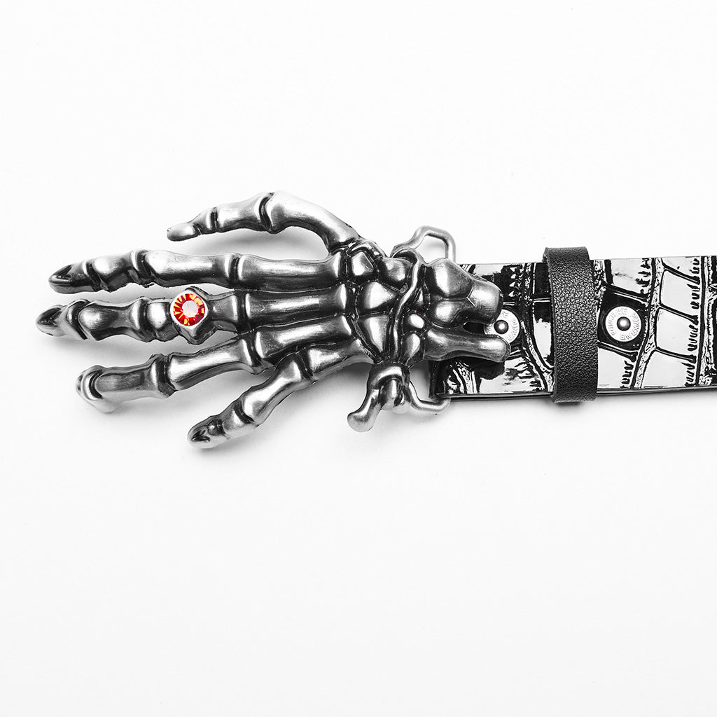 WS-684YD Gothic Ghost Claw Belt Red Rhinestone Punk Accessories?-??Punk Rave Clothing
