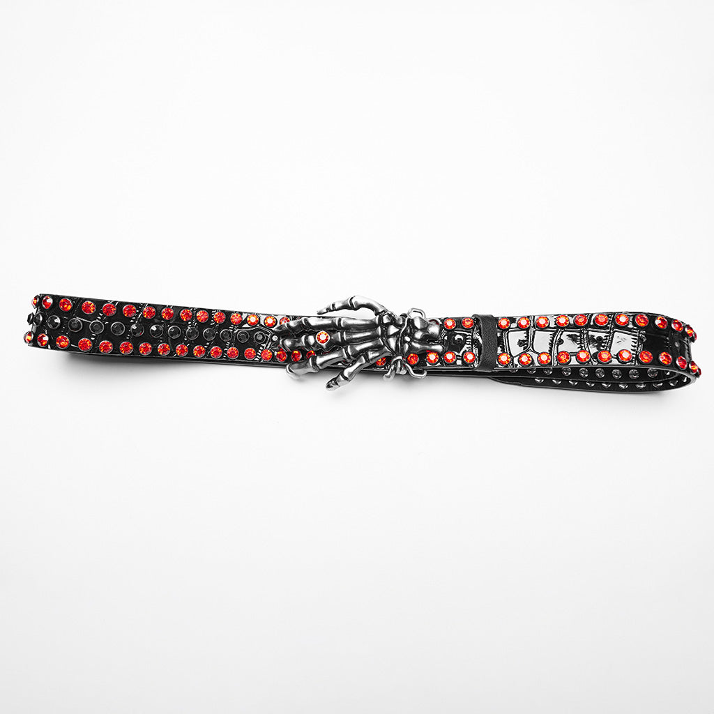 WS-684YD Gothic Ghost Claw Belt Red Rhinestone Punk Accessories?-??Punk Rave Clothing