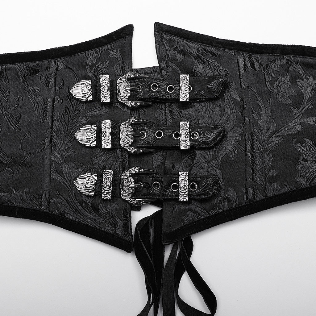 WS-686YDF Sheer Gothic Corset with Layered Mesh Skirt Design?-??Punk Rave Clothing