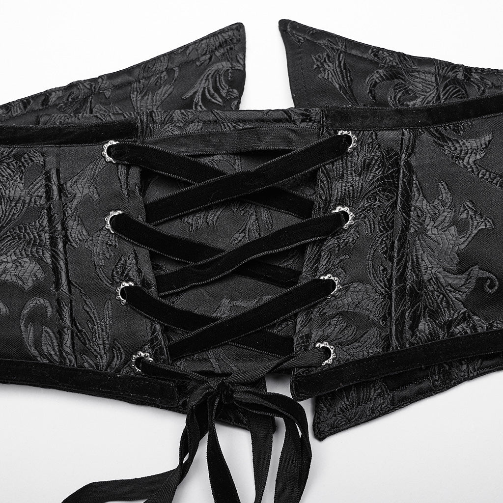 WS-686YDF Sheer Gothic Corset with Layered Mesh Skirt Design?-??Punk Rave Clothing