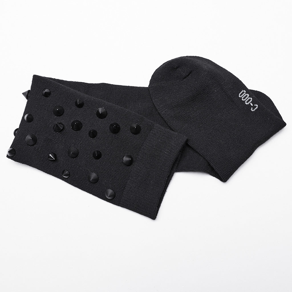 WS-688JTF Gothic Black Knee-High Spiked Punk Socks Fashion Accessories?-??Punk Rave Clothing