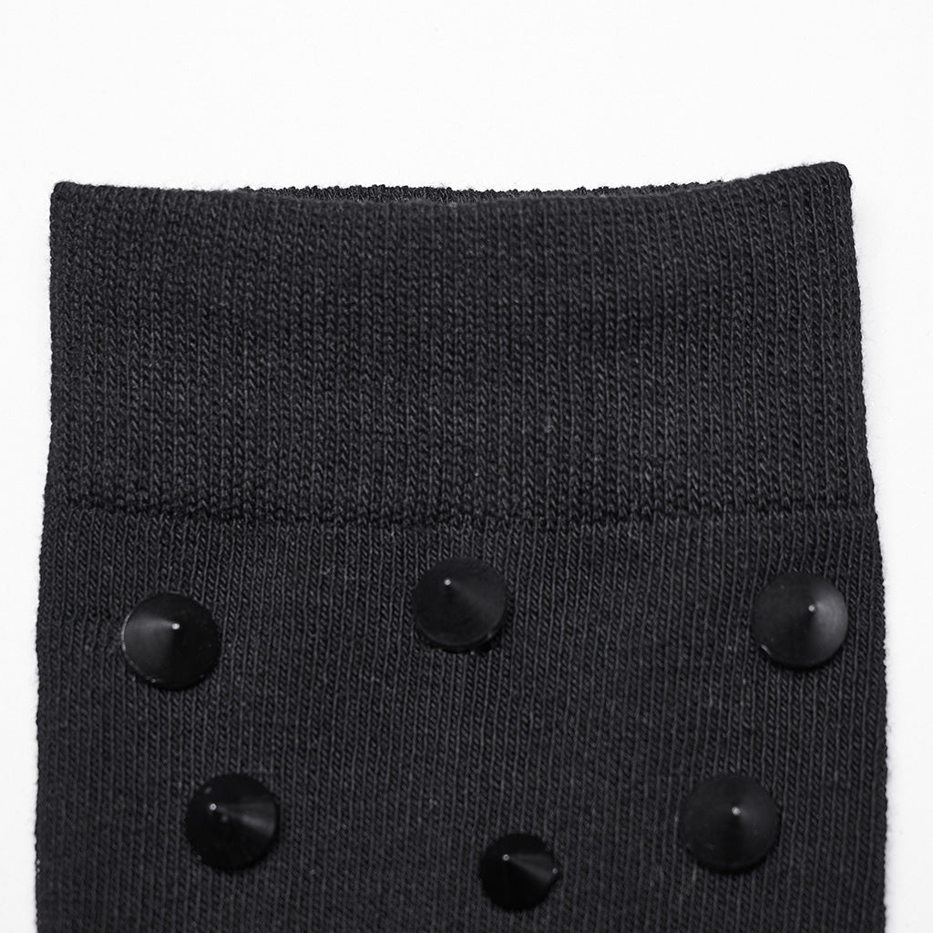 WS-688JTF Gothic Black Knee-High Spiked Punk Socks Fashion Accessories?-??Punk Rave Clothing