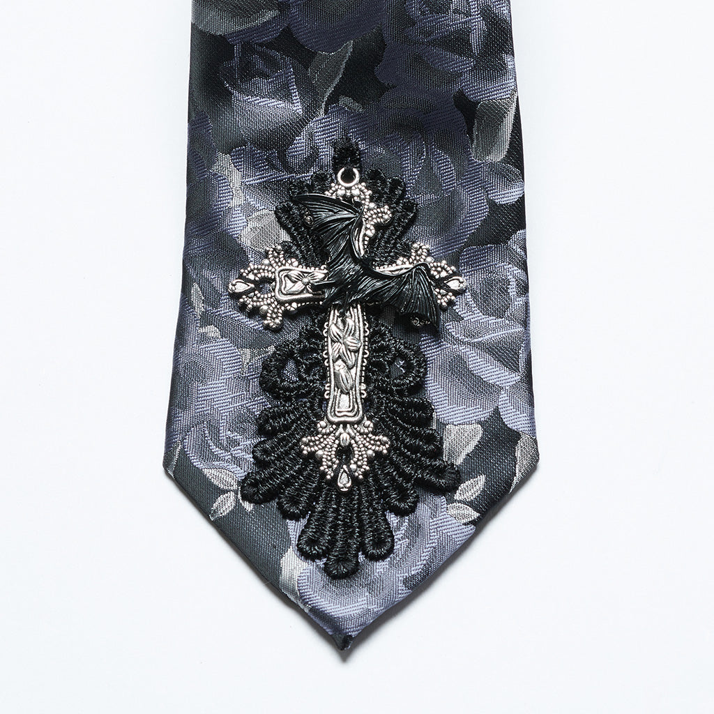 WS-699LHM Gothic Rose Floral Tie Elegant Dark Fashion Accessory?-??Punk Rave Clothing